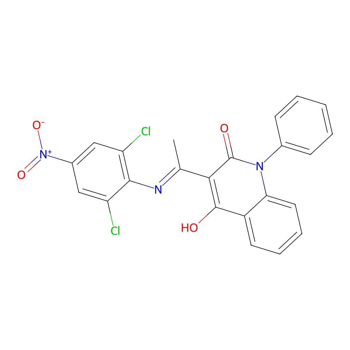 3-[N-(2,6-dichloro-4-nitrophenyl)-C-methylcarbonimidoyl]-4-hydroxy-1-phenylquinolin-2-one molecular structure, CAS 720670-71-3