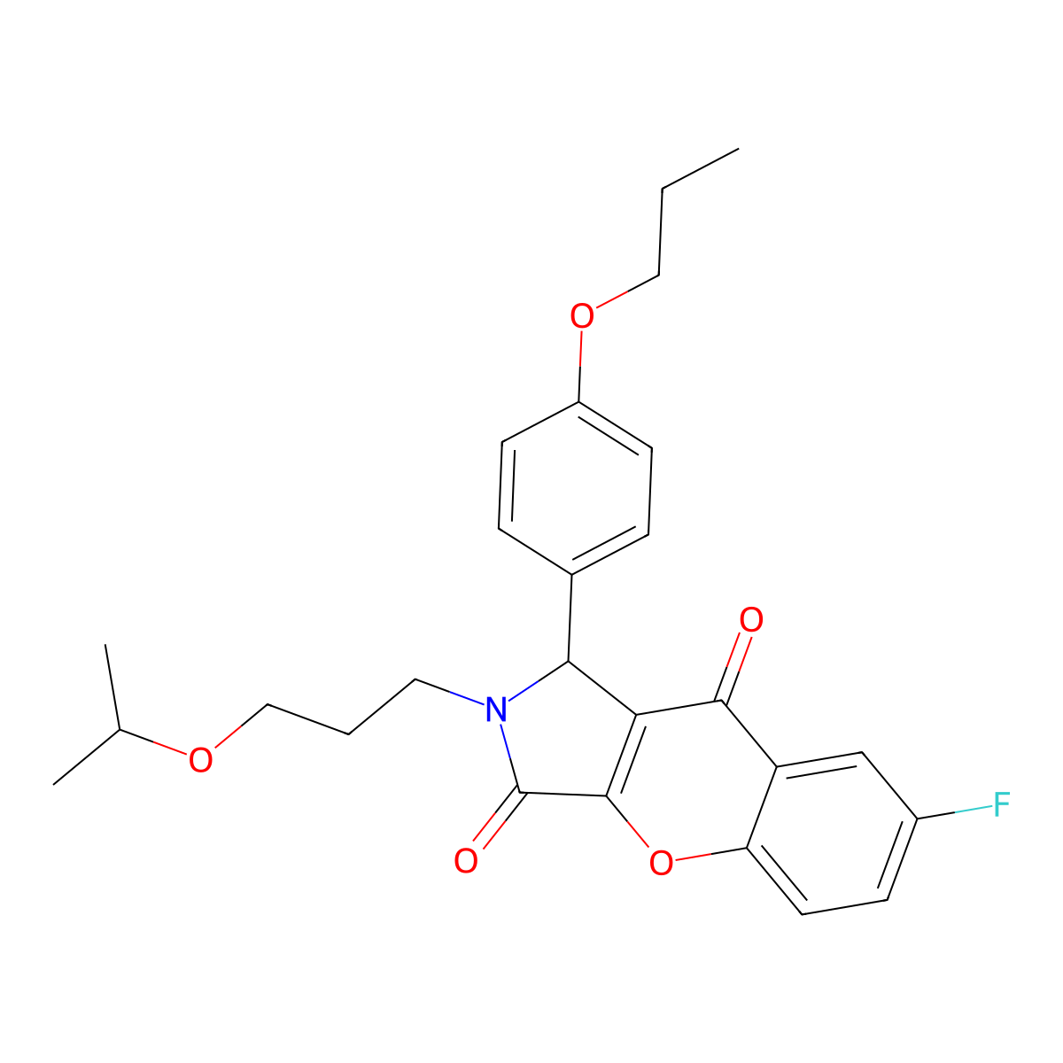7-Fluoro-2-(3-isopropoxypropyl)-1-(4-propoxyphenyl)-1,2-dihydrochromeno[2,3-c]pyrrole-3,9-dione molecular structure, CAS 720670-96-2