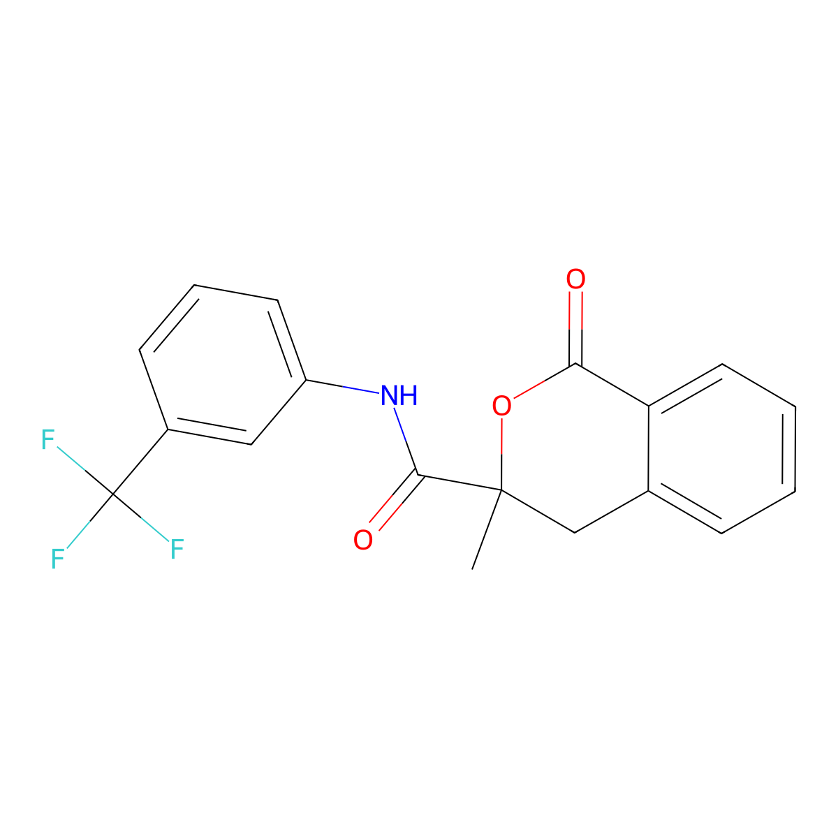 3-methyl-1-oxo-N-[3-(trifluoromethyl)phenyl]-3,4-dihydro-1H-isochromene-3-carboxamide molecular structure, CAS 720671-43-2
