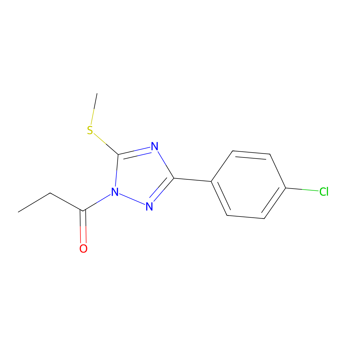 1-[3-(4-Chlorophenyl)-5-(methylthio)-1,2,4-triazol-1-yl]-1-propanone molecular structure, CAS 720671-75-0