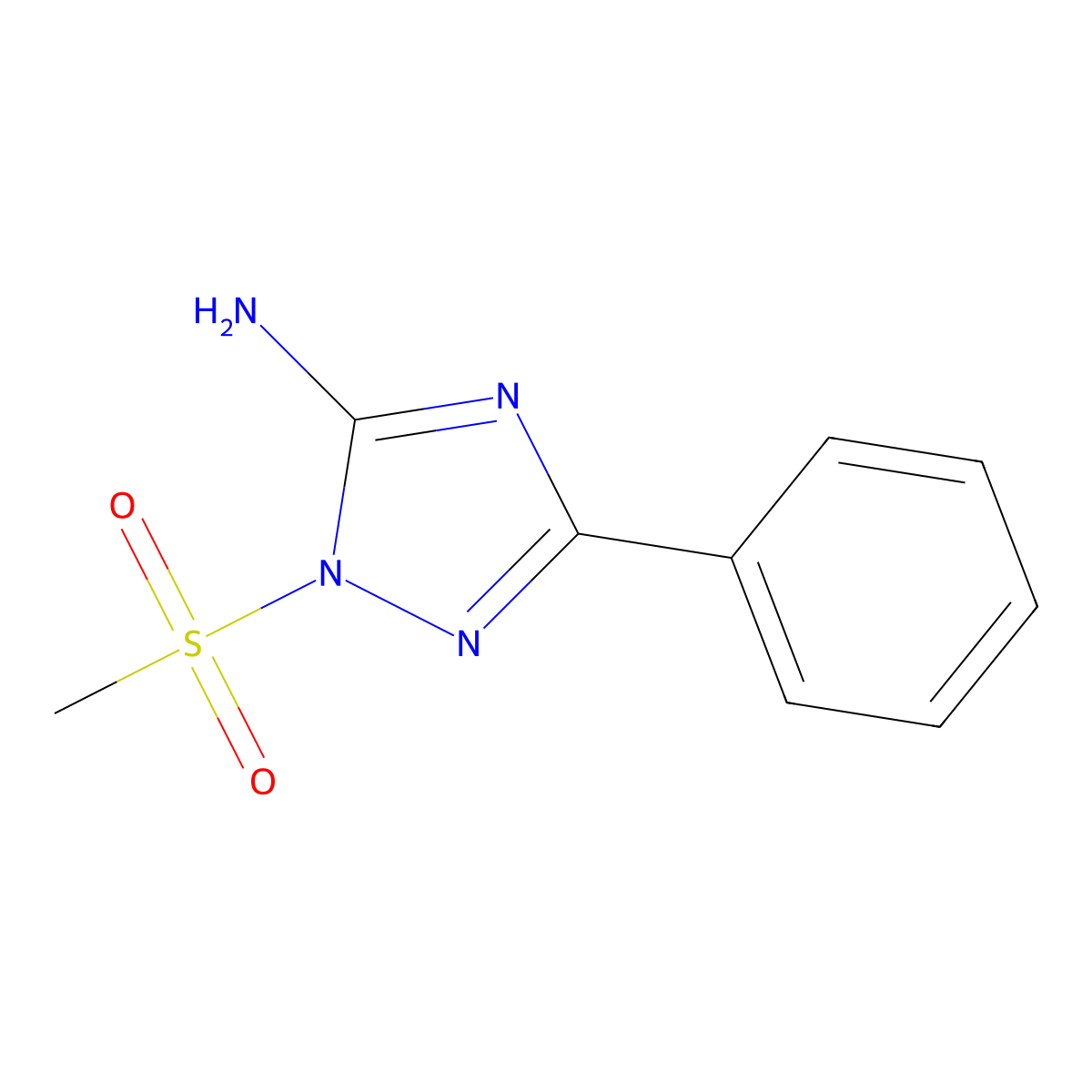 1-(methylsulfonyl)-3-phenyl-1H-1,2,4-triazol-5-amine molecular structure, CAS 720672-14-0