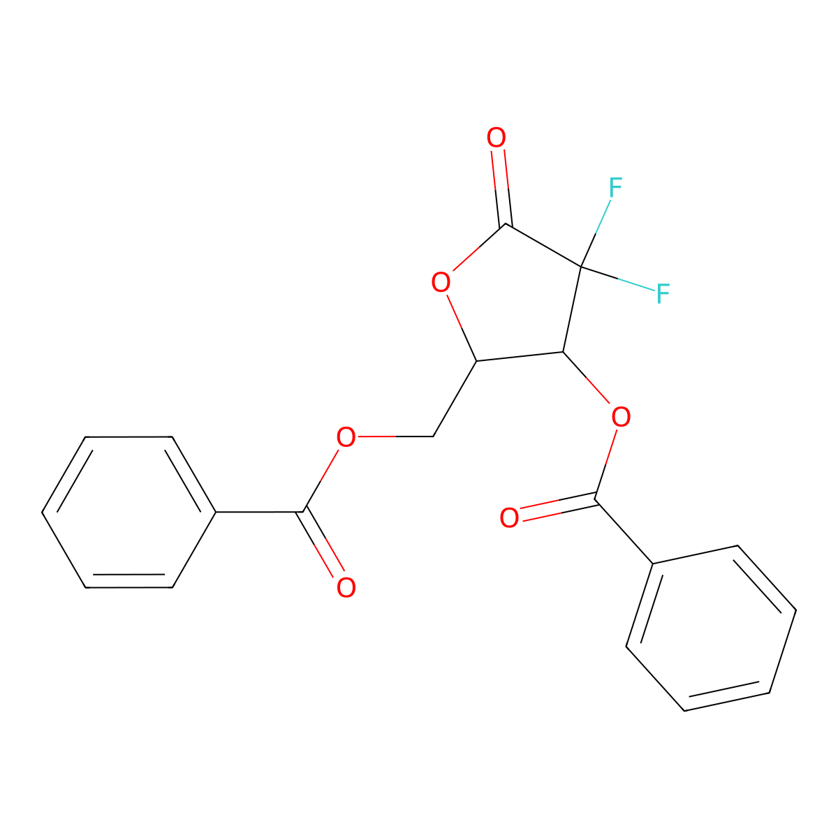 (3-(Benzoyloxy)-4,4-difluoro-5-oxotetrahydrofuran-2-yl)methyl benzoate molecular structure, CAS 720672-16-2