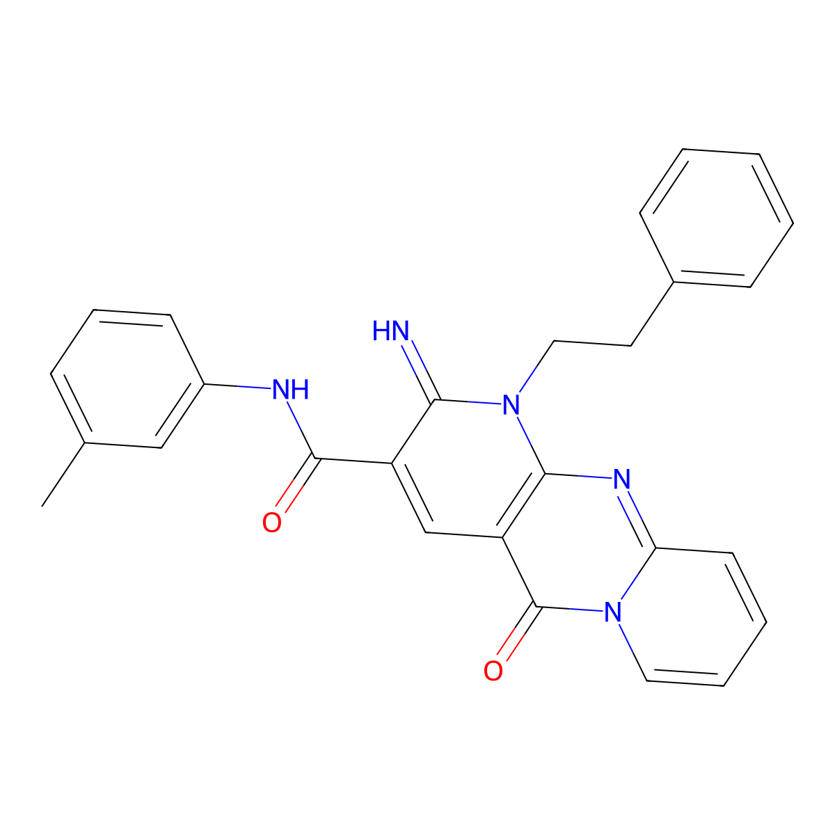 6-Imino-N-(3-methylphenyl)-2-oxo-7-(2-phenylethyl)-1,7,9-triazatricyclo[8.4.0.03,8]tetradeca-3(8),4,9,11,13-pentaene-5-carboxamide molecular structure, CAS 720672-39-9
