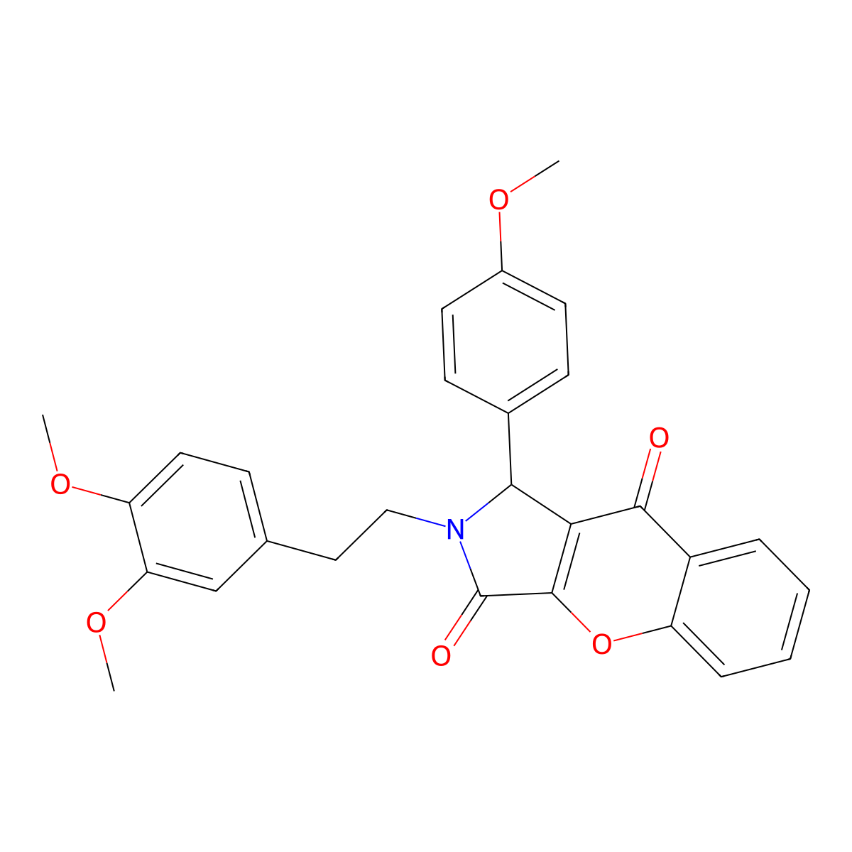 2-[2-(3,4-Dimethoxyphenyl)ethyl]-1-(4-methoxyphenyl)-1,2-dihydrochromeno[2,3-c]pyrrole-3,9-dione molecular structure, CAS 720672-49-1