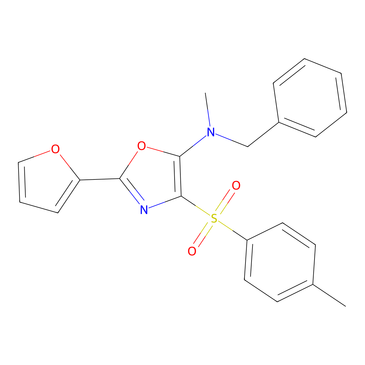 N-benzyl-2-(furan-2-yl)-N-methyl-4-tosyloxazol-5-amine molecular structure, CAS 720672-83-3