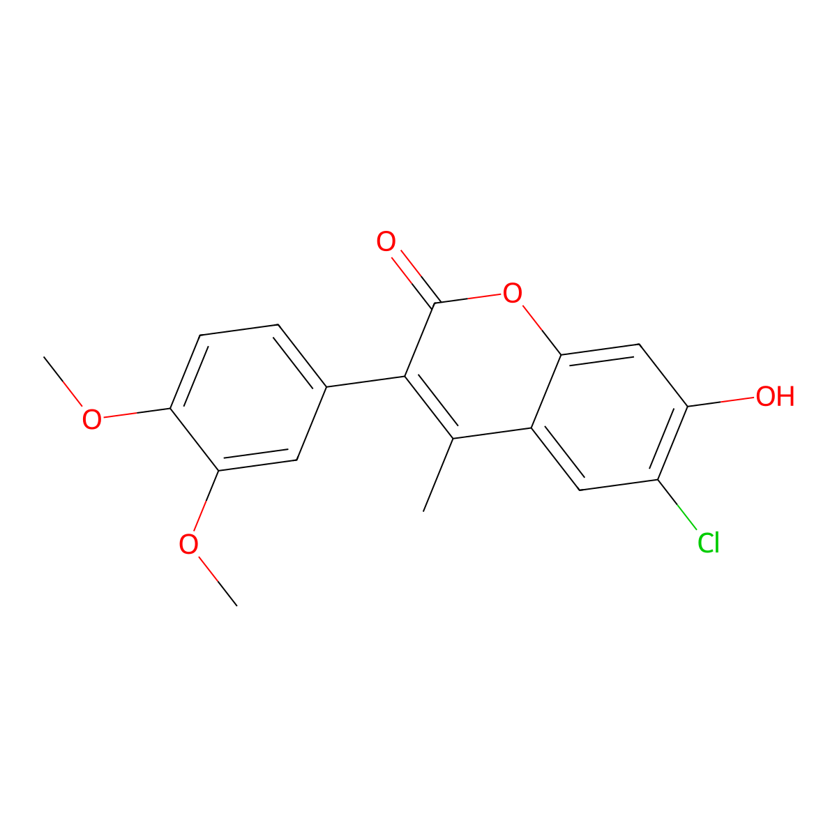 6-Chloro-3-(3,4-dimethoxyphenyl)-7-hydroxy-4-methylchromen-2-one molecular structure, CAS 720672-90-2