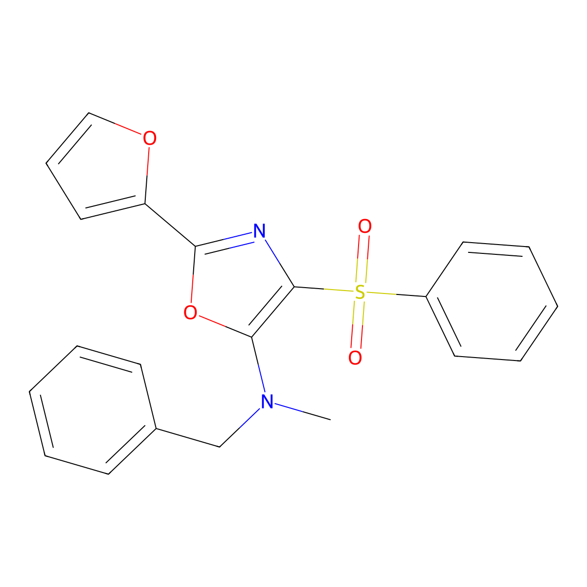 4-(benzenesulfonyl)-N-benzyl-2-(furan-2-yl)-N-methyl-1,3-oxazol-5-amine molecular structure, CAS 720673-27-8