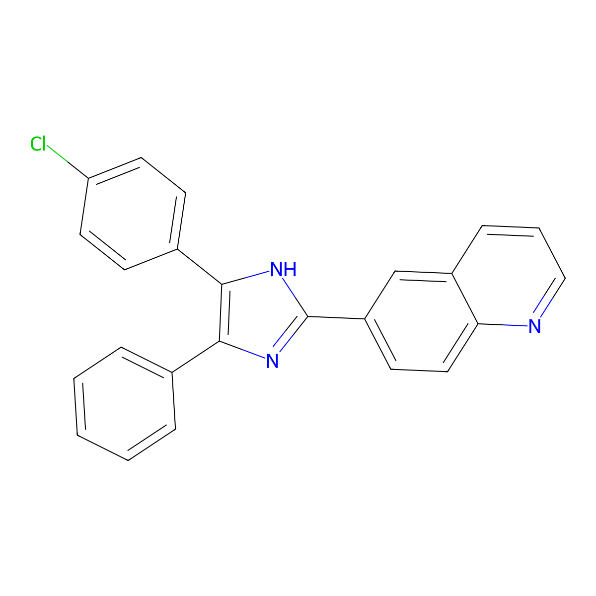 6-[5-(4-chlorophenyl)-4-phenyl-1H-imidazol-2-yl]quinoline molecular structure, CAS 720673-37-0