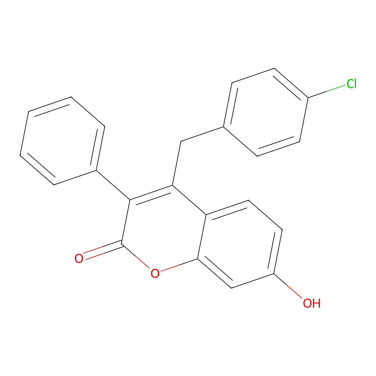 4-[(4-Chlorophenyl)methyl]-7-hydroxy-3-phenylchromen-2-one molecular structure, CAS 720674-60-2