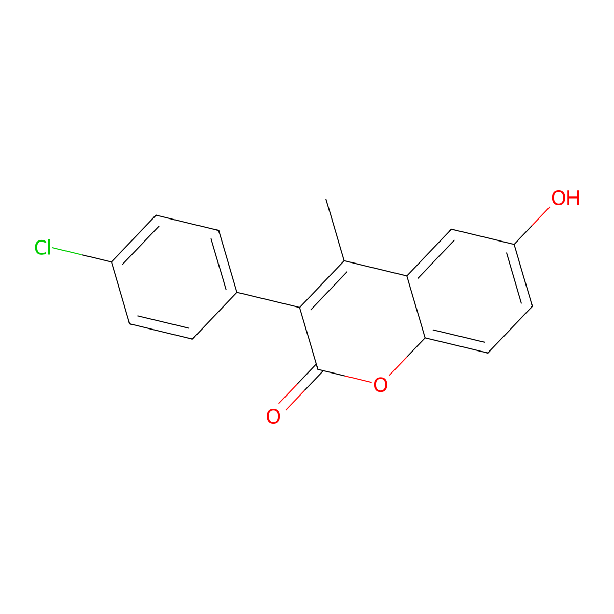 3-(4-chlorophenyl)-6-hydroxy-4-methyl-2H-chromen-2-one molecular structure, CAS 720674-96-4