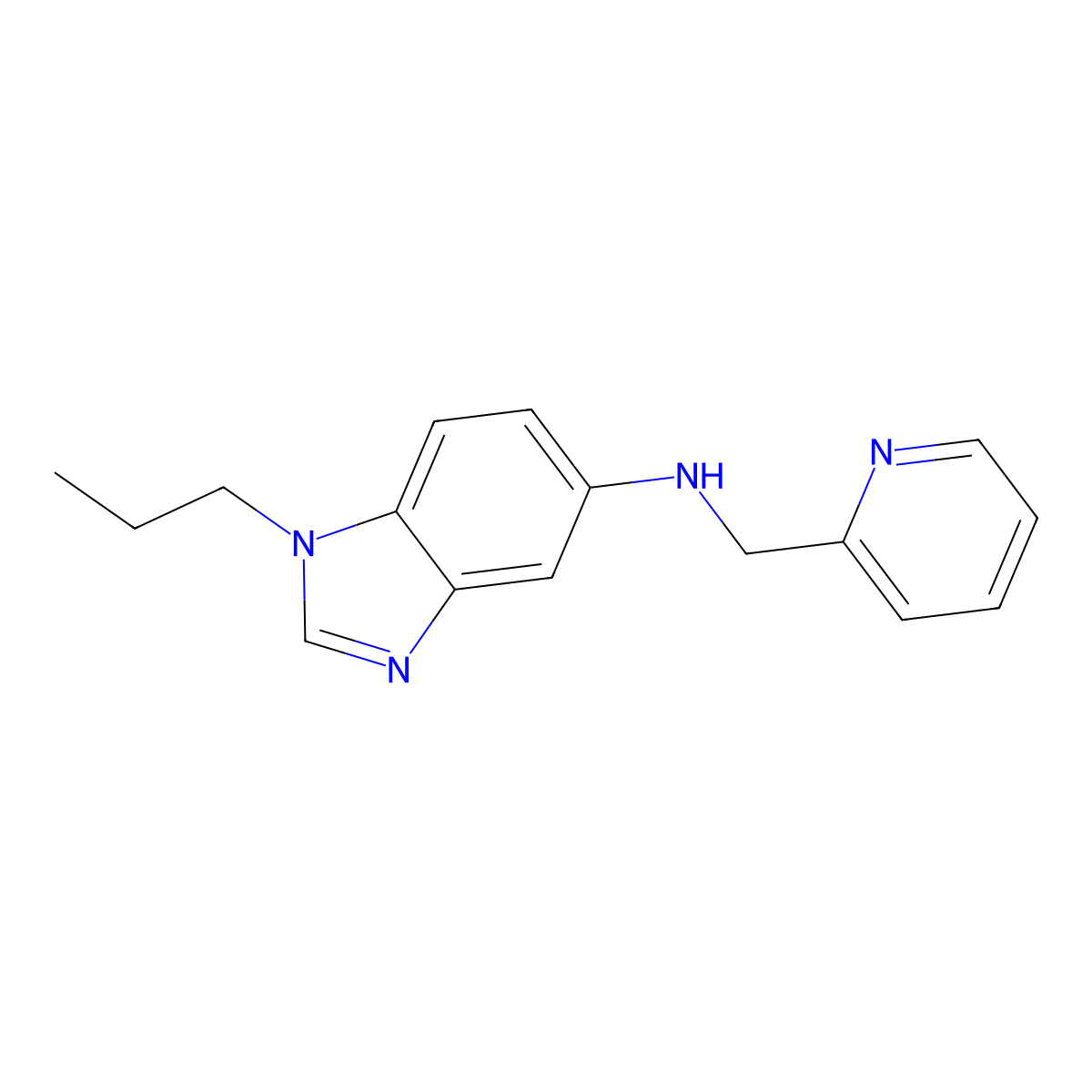 1-propyl-N-(pyridin-2-ylmethyl)benzimidazol-5-amine molecular structure, CAS 720675-13-8