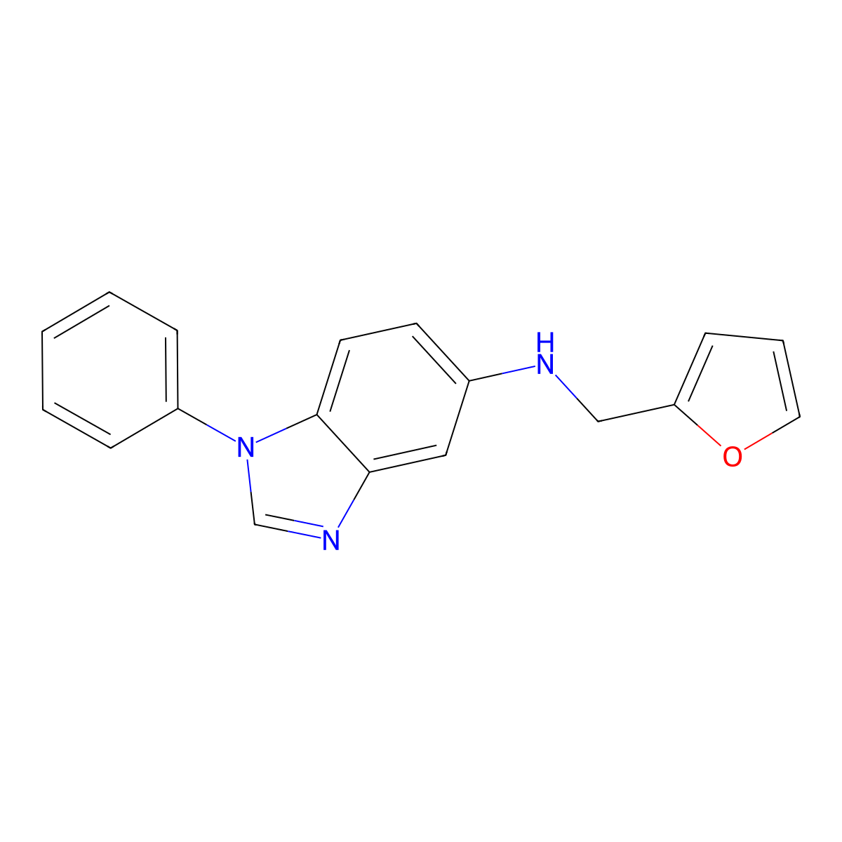 N-(furan-2-ylmethyl)-1-phenylbenzimidazol-5-amine molecular structure, CAS 720675-28-5