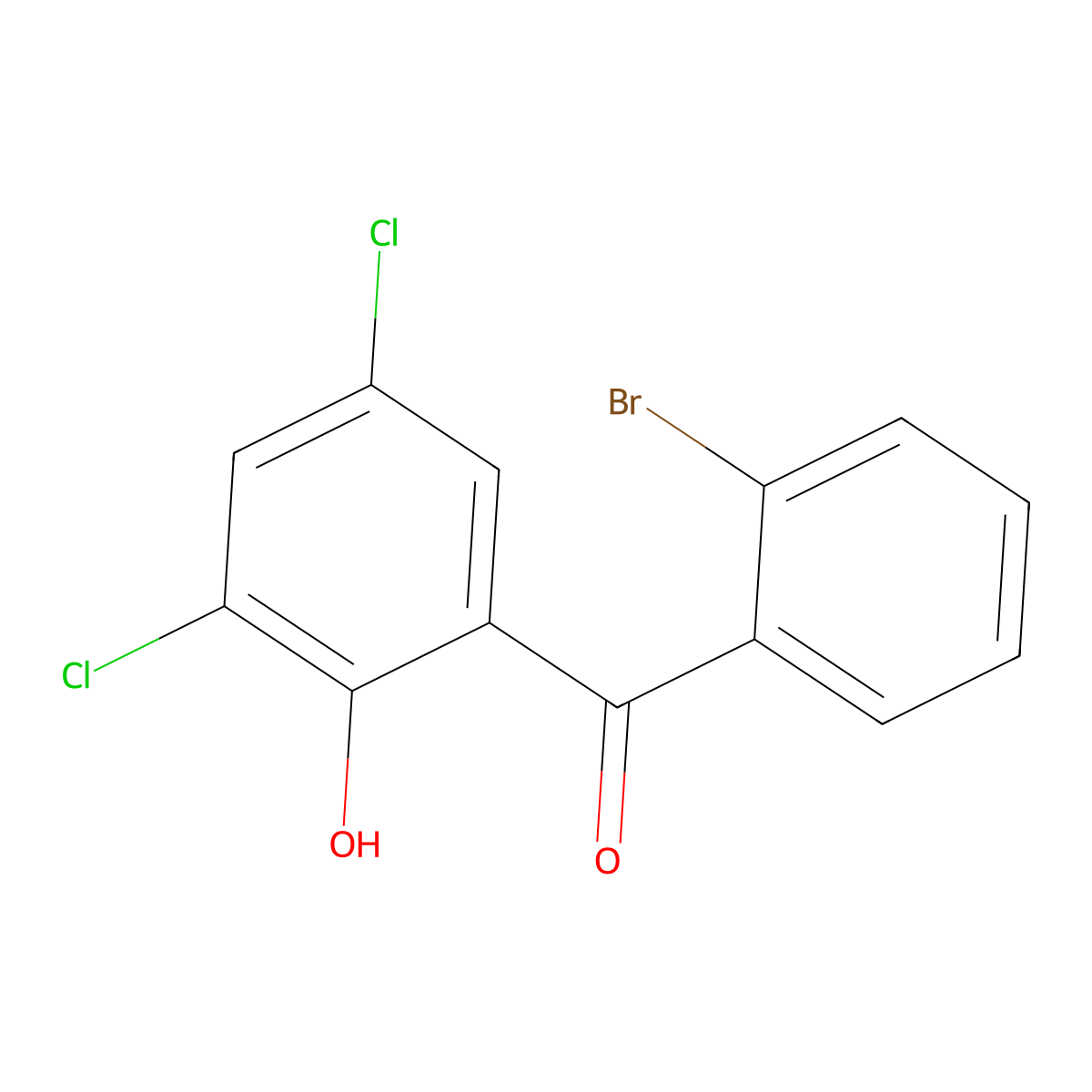 2'-Bromo-3,5-dichloro-2-hydroxybenzophenone molecular structure, CAS 720676-75-5