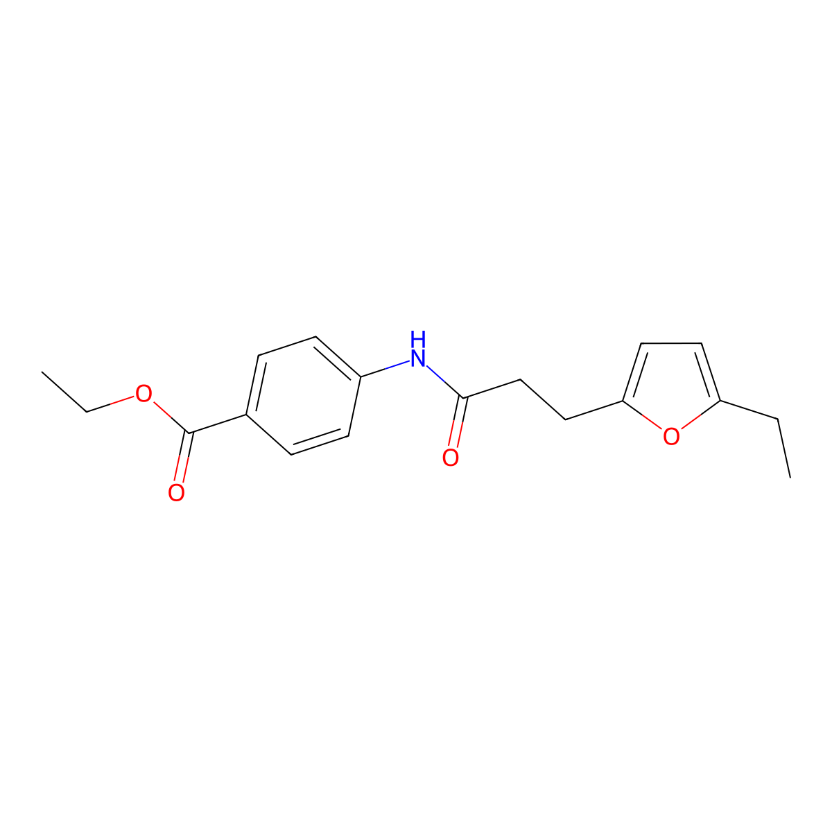 Ethyl 4-(3-(5-ethylfuran-2-yl)propanamido)benzoate molecular structure, CAS 720677-75-8