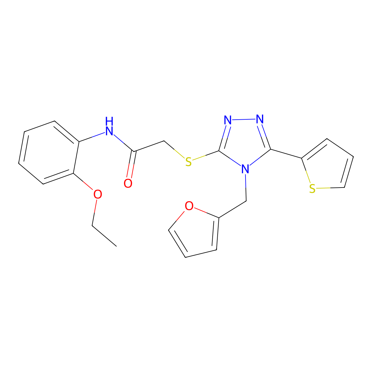 N-(2-ethoxyphenyl)-2-[[4-(furan-2-ylmethyl)-5-thiophen-2-yl-1,2,4-triazol-3-yl]sulfanyl]acetamide molecular structure, CAS 720677-94-1