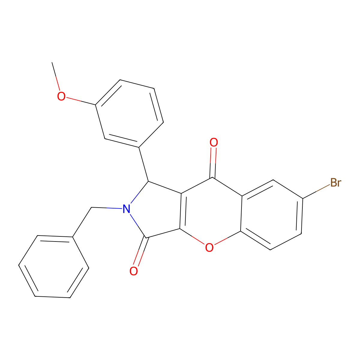 2-Benzyl-7-bromo-1-(3-methoxyphenyl)-1,2-dihydrochromeno[2,3-c]pyrrole-3,9-dione molecular structure, CAS 720678-02-4