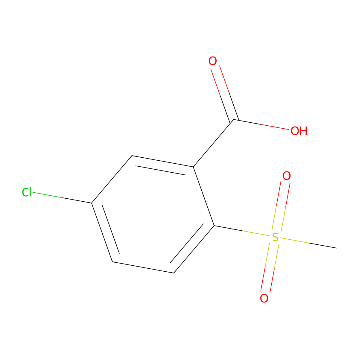 5-Chloro-2-(methylsulfonyl)benzoic acid molecular structure, CAS 720689-28-1