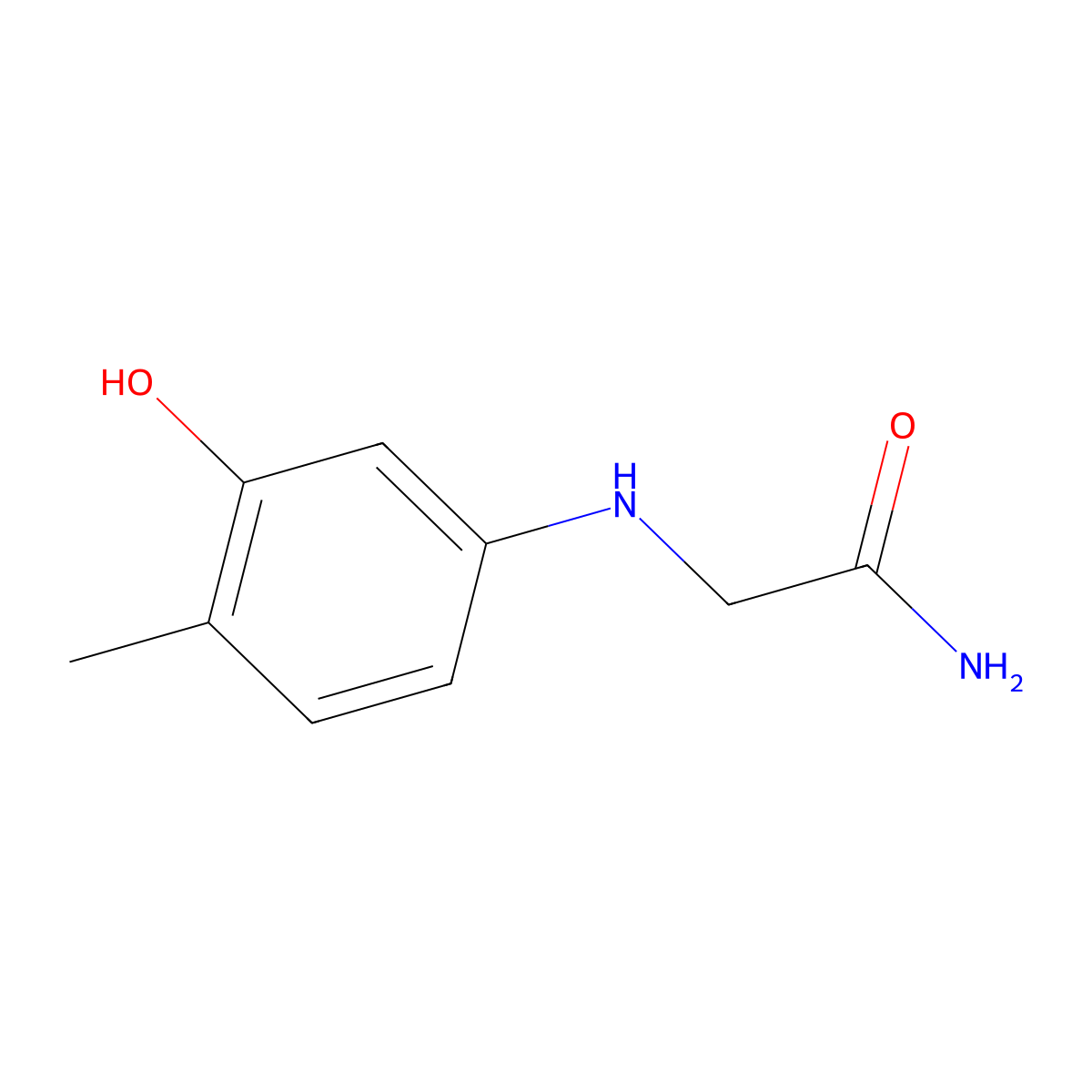 2-[(3-Hydroxy-4-methylphenyl)amino]acetamide molecular structure, CAS 7207-40-1