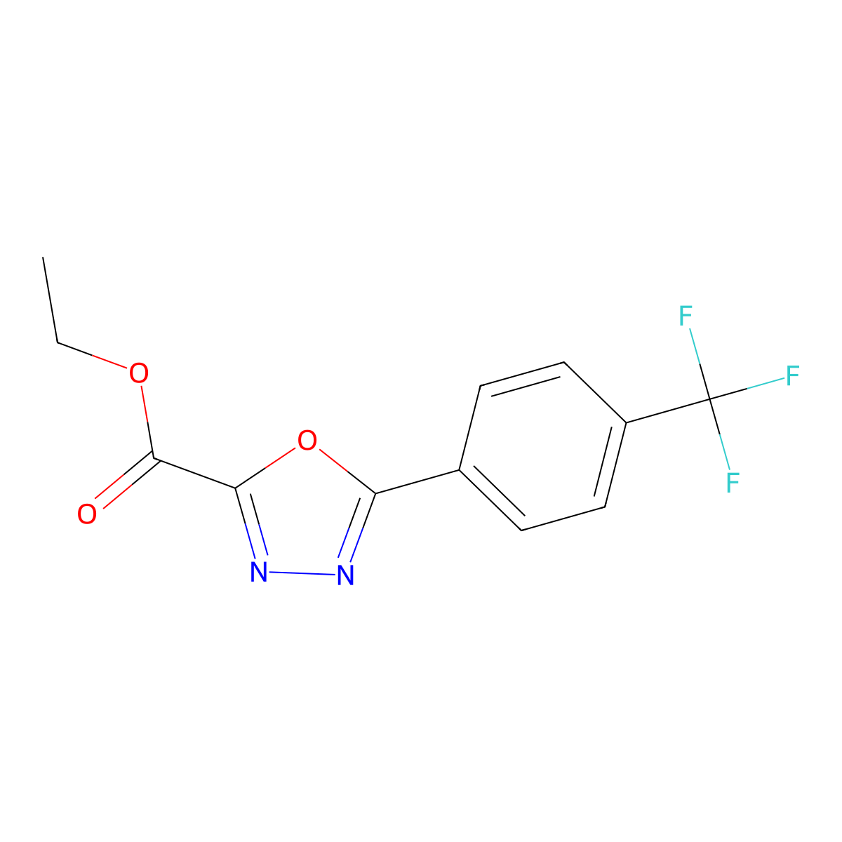 Ethyl 5-[4-(trifluoromethyl)phenyl]-1,3,4-oxadiazole-2-carboxylate molecular structure, CAS 720702-68-1