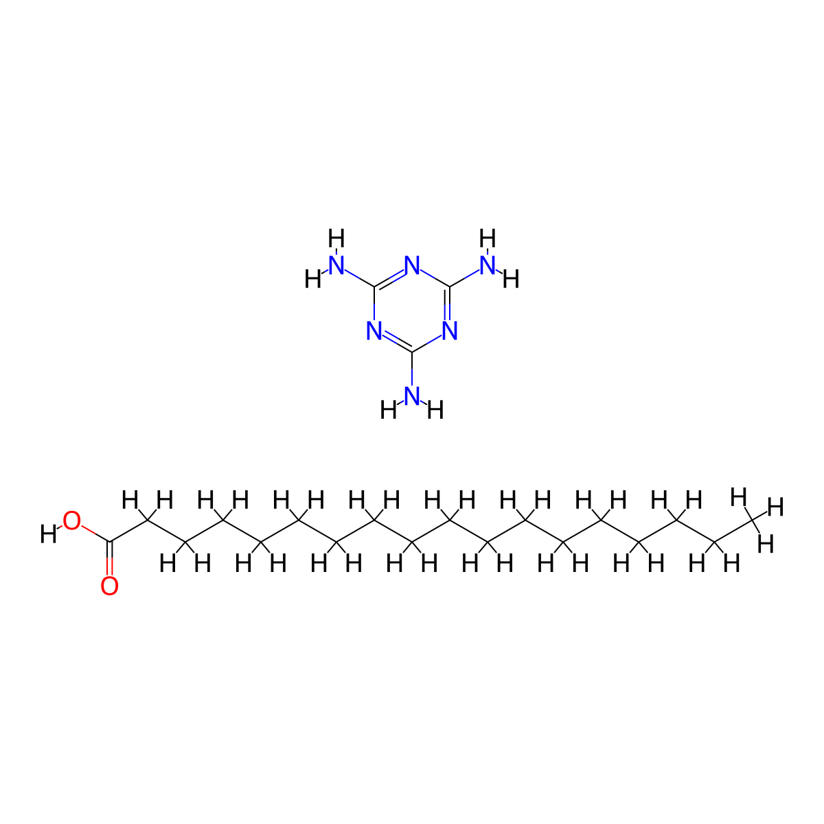 Octadecanoic acid, compd. with 1,3,5-triazine-2,4,6-triamine (1:1) molecular structure, CAS 72076-42-7