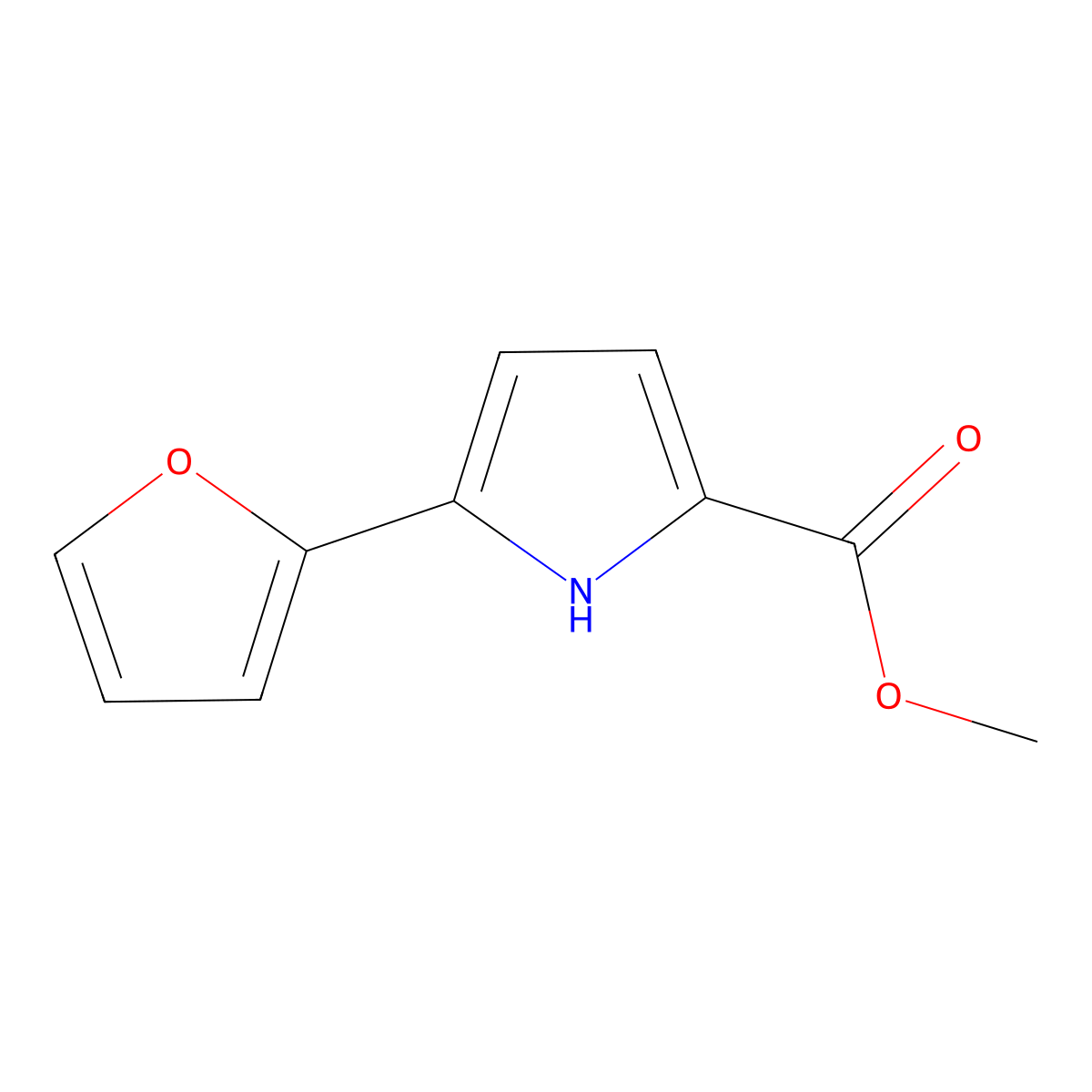 1H-Pyrrole-2-carboxylic acid, 5-(2-furanyl)-, methyl ester molecular structure, CAS 72078-39-8