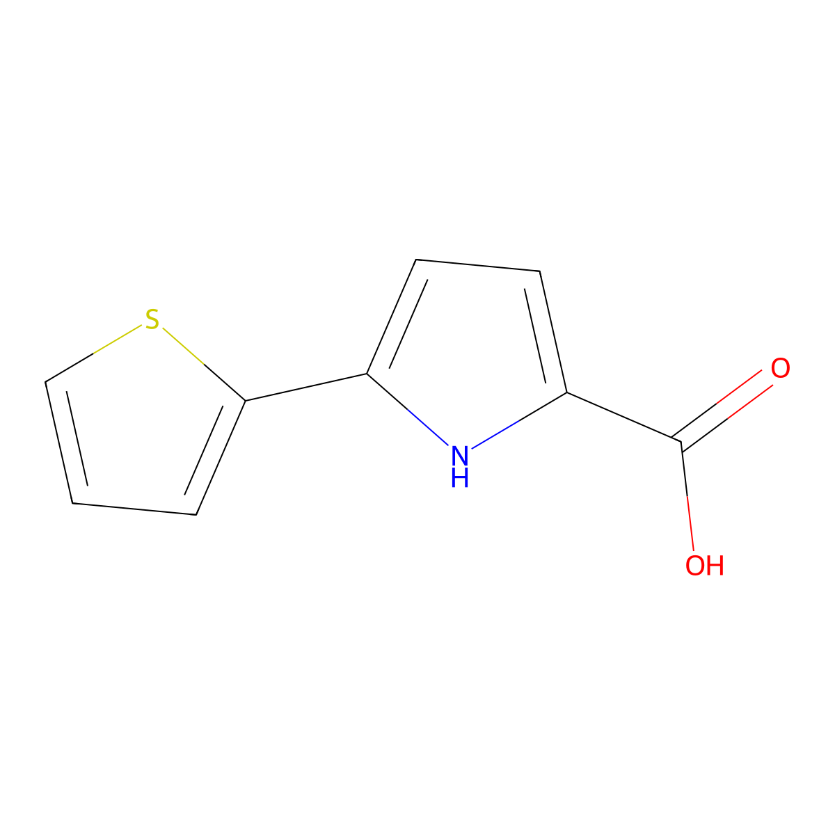 5-(thiophen-2-yl)-1H-pyrrole-2-carboxylic acid molecular structure, CAS 72078-41-2