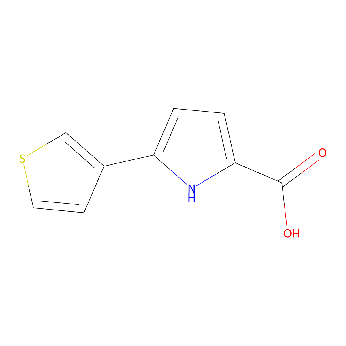 5-(Thiophen-3-yl)-1H-pyrrole-2-carboxylic acid molecular structure, CAS 72078-42-3