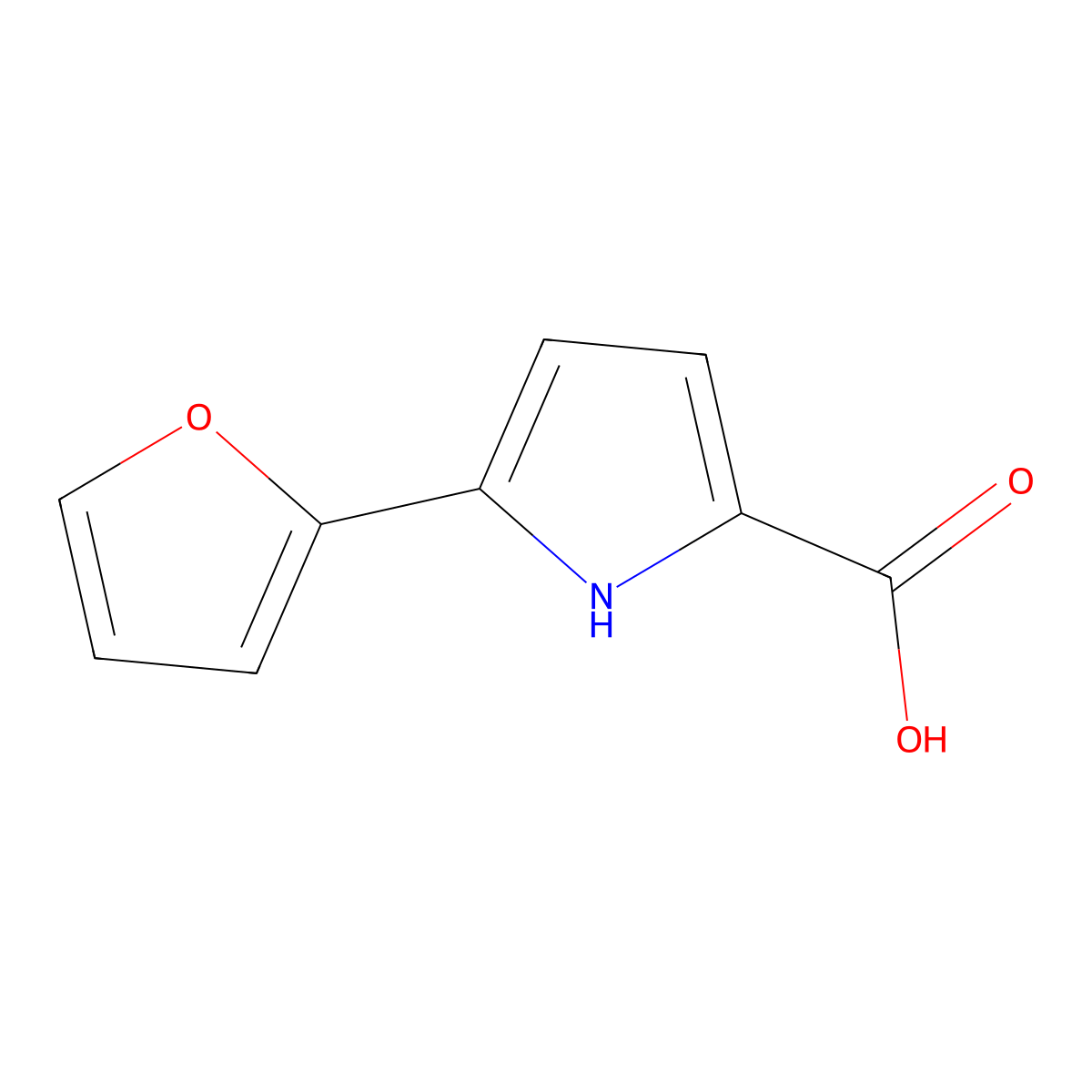 5-(furan-2-yl)-1H-pyrrole-2-carboxylic acid molecular structure, CAS 72078-43-4