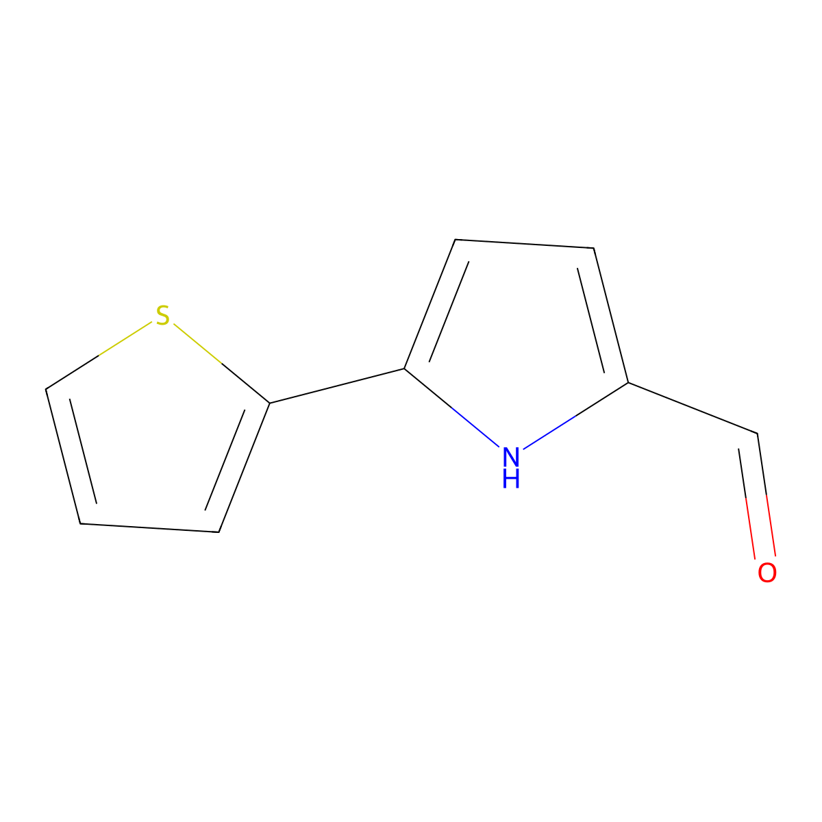 5-(thiophen-2-yl)-1H-pyrrole-2-carbaldehyde molecular structure, CAS 72078-45-6