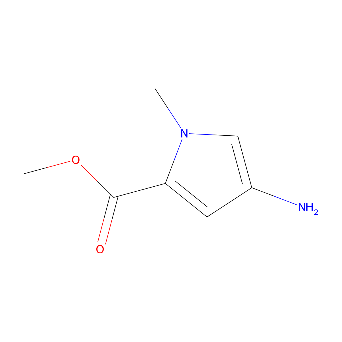 Methyl 4-amino-1-methyl-1H-pyrrole-2-carboxylate molecular structure, CAS 72083-62-6