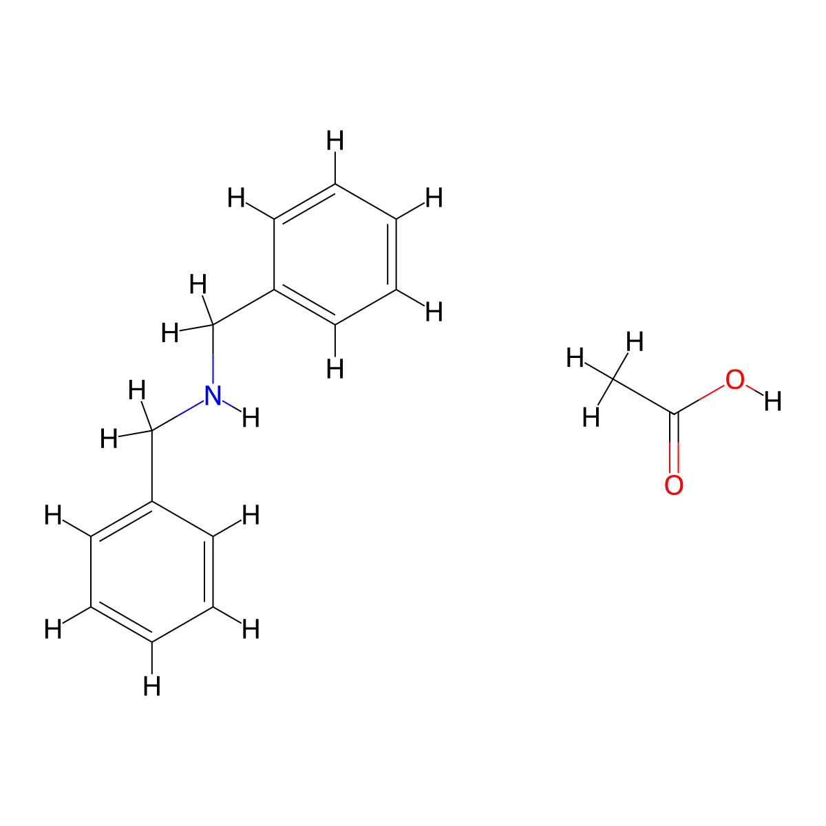 Benzenemethanamine, N-(phenylmethyl)-, acetate (1:1) molecular structure, CAS 72088-84-7