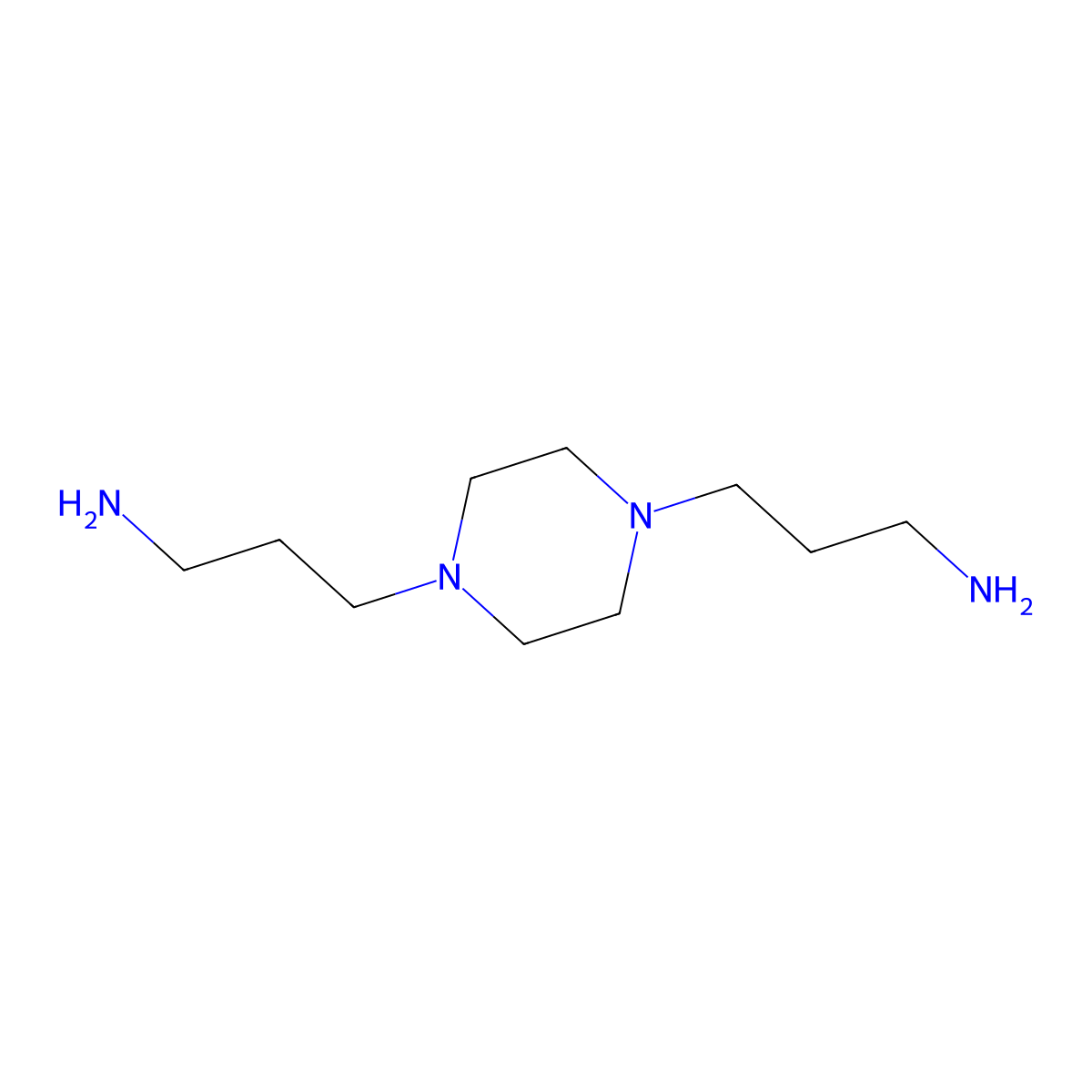 1,4-Bis(3-aminopropyl)piperazine molecular structure, CAS 7209-38-3