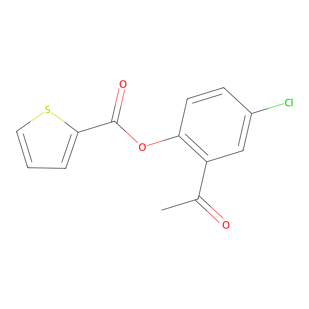 2-Acetyl-4-chlorophenyl thiophene-2-carboxylate molecular structure, CAS 7209-64-5