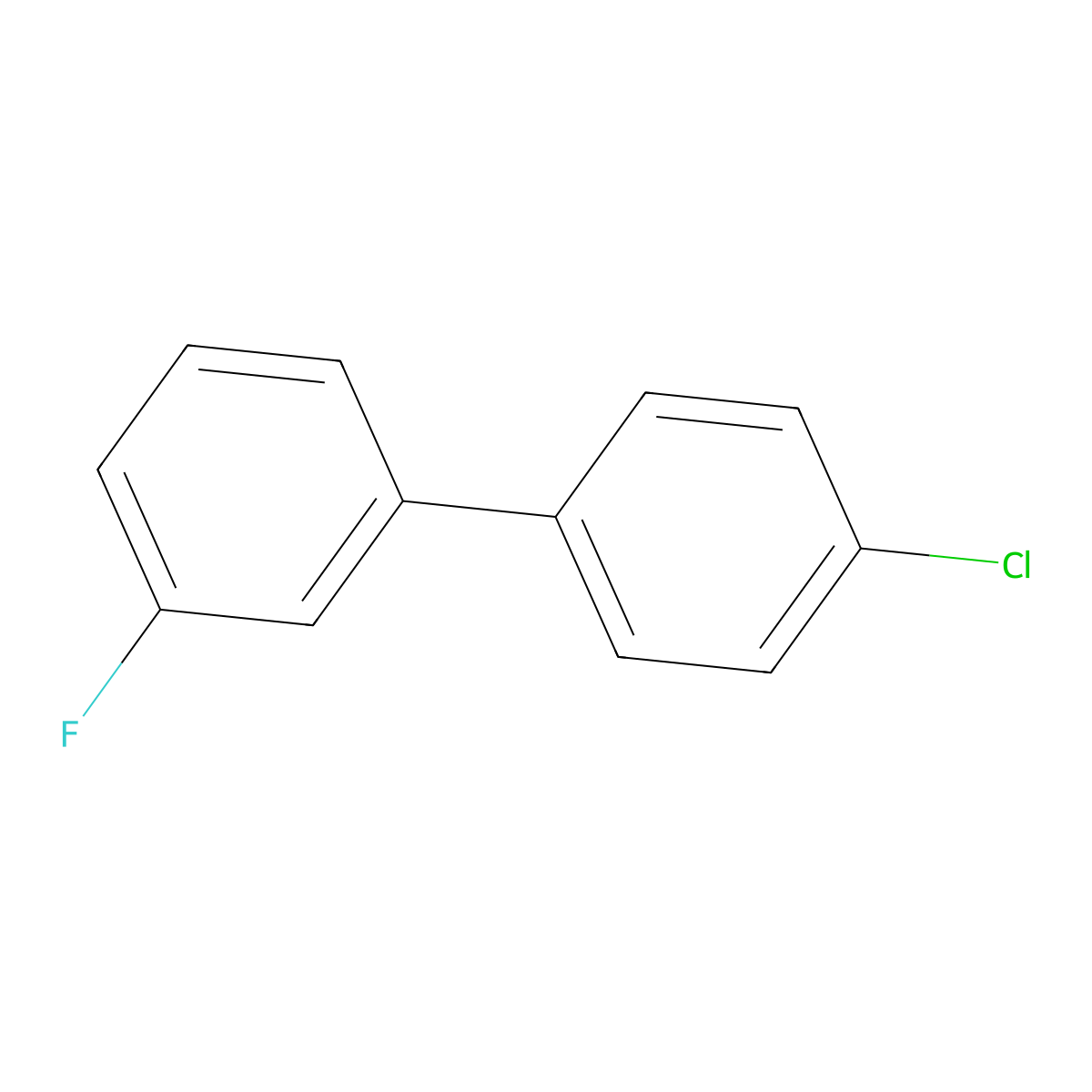 1,1'-Biphenyl, 4'-chloro-3-fluoro- molecular structure, CAS 72093-46-0