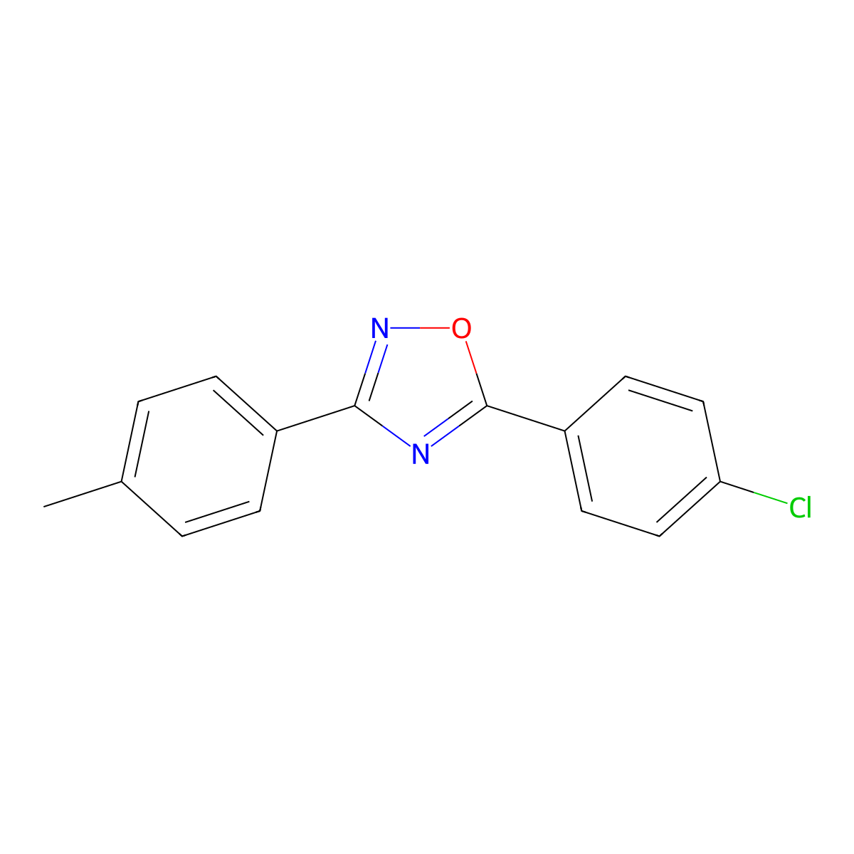 5-(4-Chlorophenyl)-3-(4-methylphenyl)-1,2,4-oxadiazole molecular structure, CAS 72094-29-2