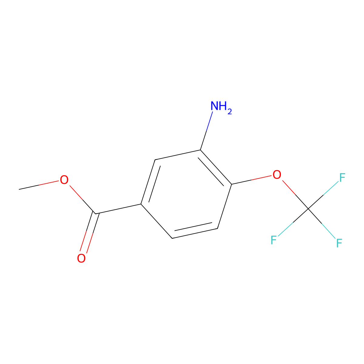 Methyl 3-amino-4-(trifluoromethoxy)benzoate molecular structure, CAS 721-09-5