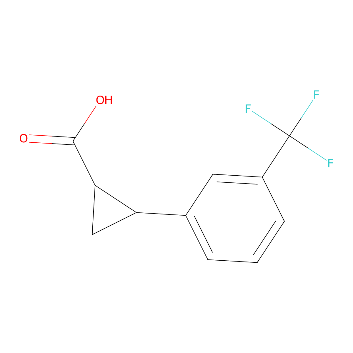 2-[3-(Trifluoromethyl)phenyl]cyclopropane-1-carboxylic acid molecular structure, CAS 721-22-2