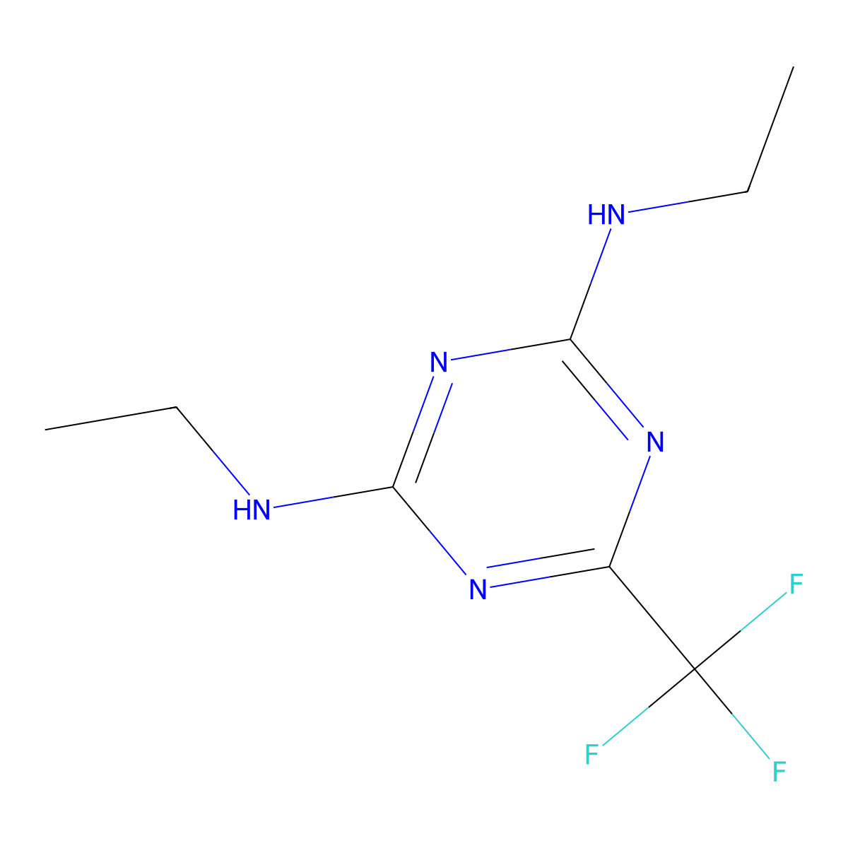 1,3,5-Triazine-2,4-diamine, N,N'-diethyl-6-(trifluoromethyl)- molecular structure, CAS 721-61-9