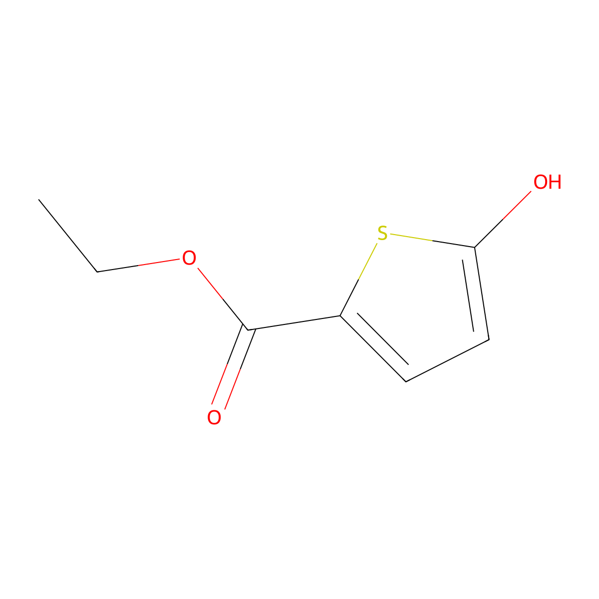 Ethyl 5-hydroxy-2-thiophenecarboxylate molecular structure, CAS 7210-60-8
