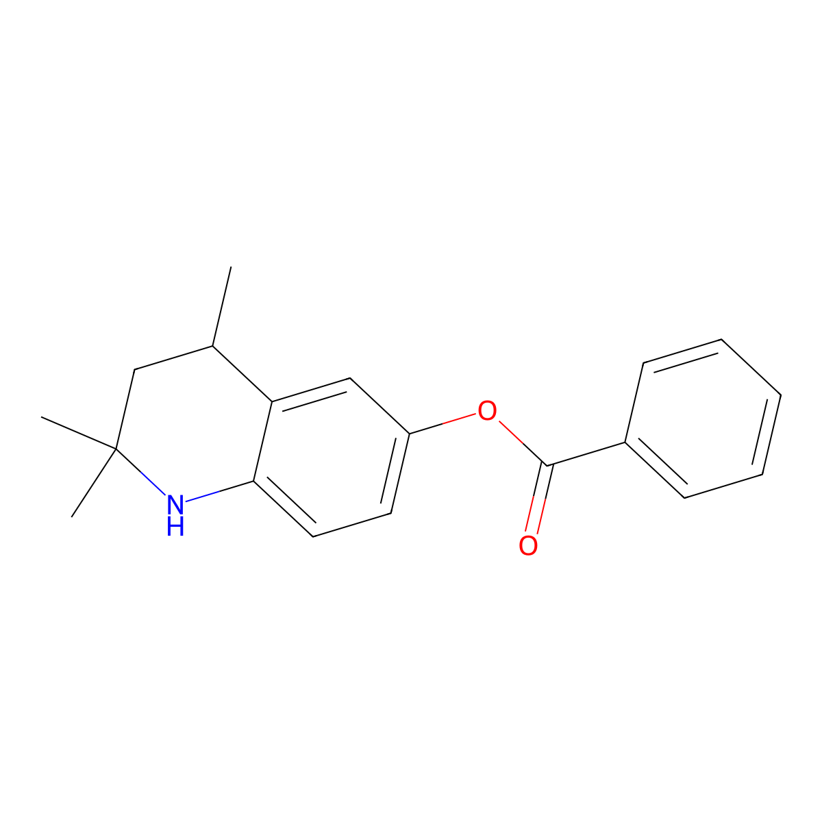 2,2,4-Trimethyl-1,2,3,4-tetrahydroquinolin-6-yl benzoate molecular structure, CAS 72107-06-3