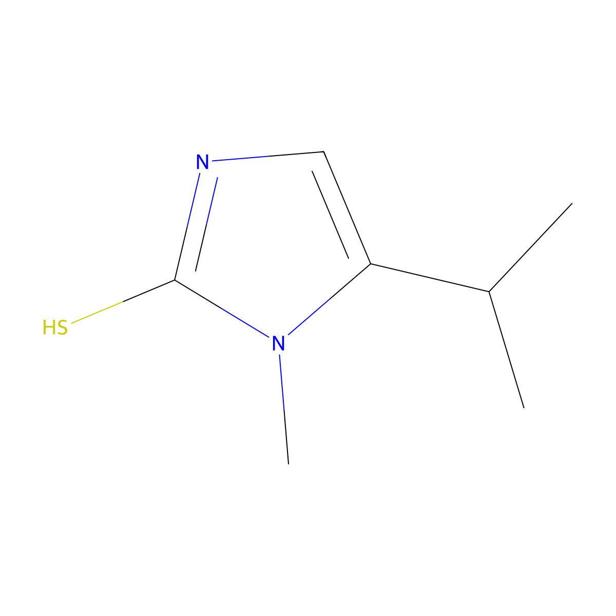 1-methyl-5-(propan-2-yl)-1H-imidazole-2-thiol molecular structure, CAS 72119-98-3