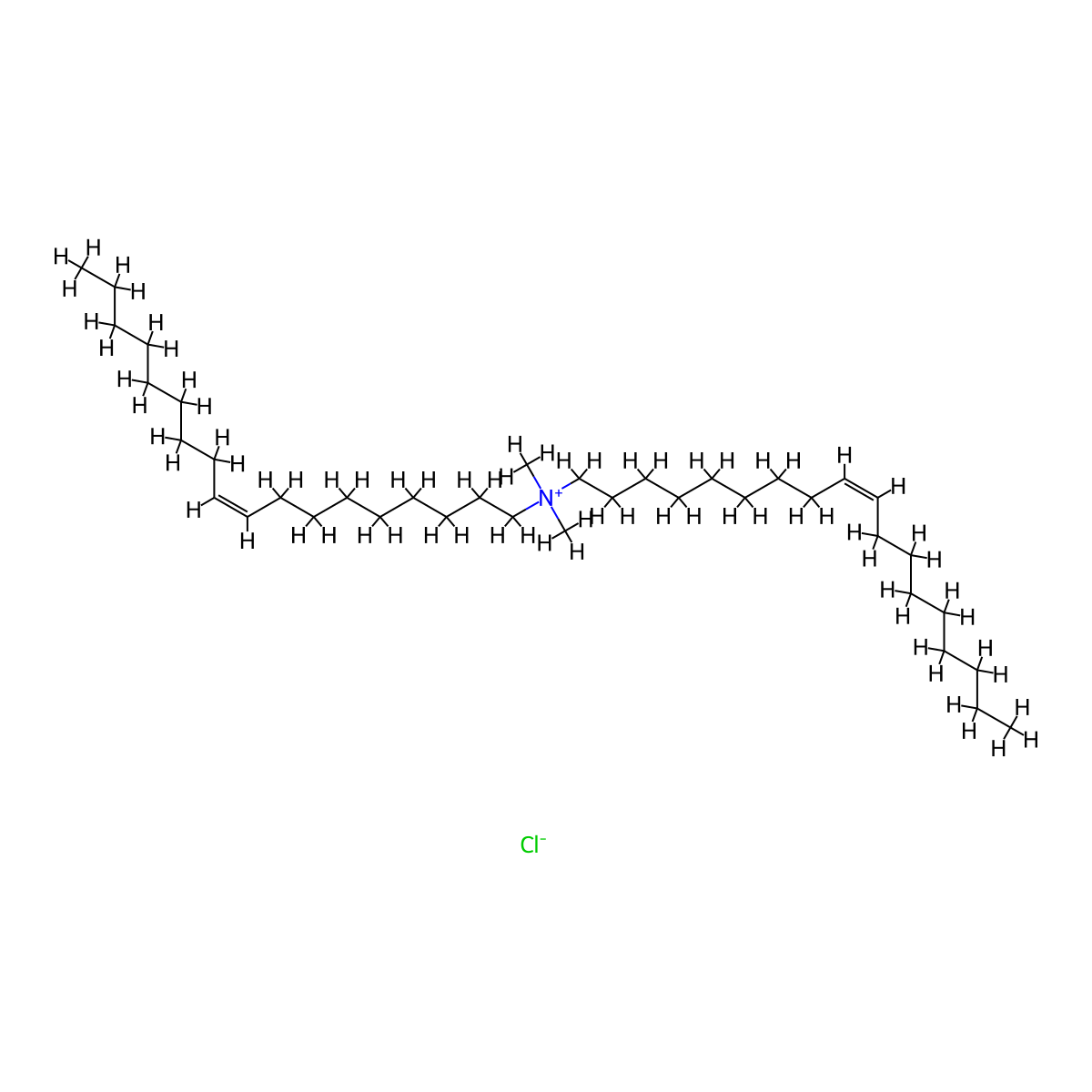 Dioleyldimethylammonium chloride molecular structure, CAS 7212-69-3