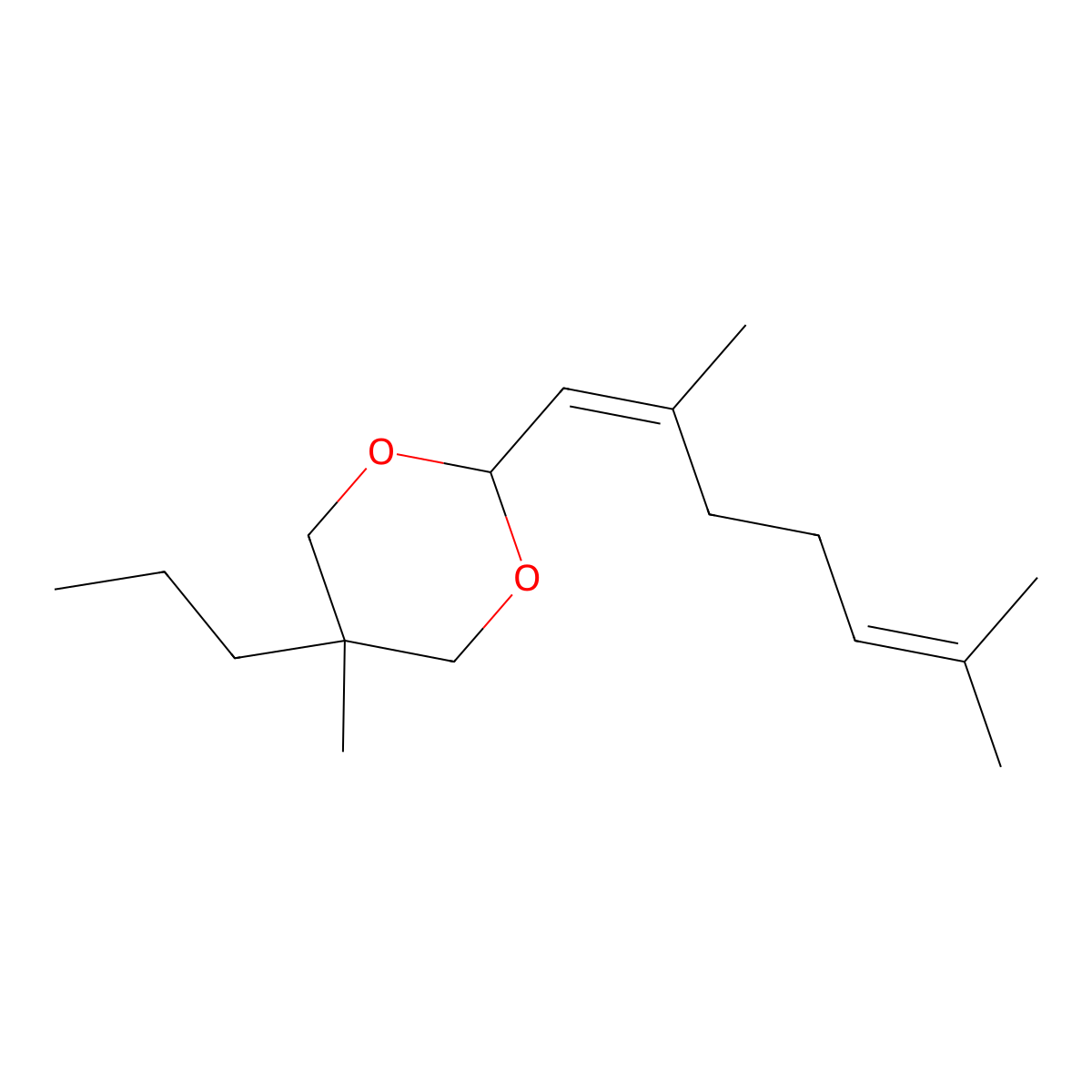 2-(2,6-Dimethyl-1,5-heptadien-1-yl)-5-methyl-5-propyl-1,3-dioxane molecular structure, CAS 7212-99-9