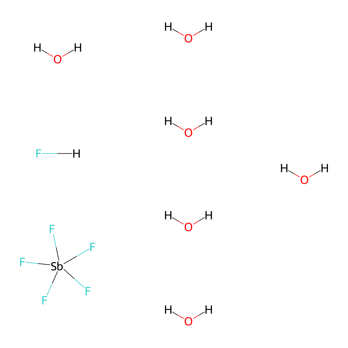 Fluoroantimonic acid hexahydrate molecular structure, CAS 72121-43-8