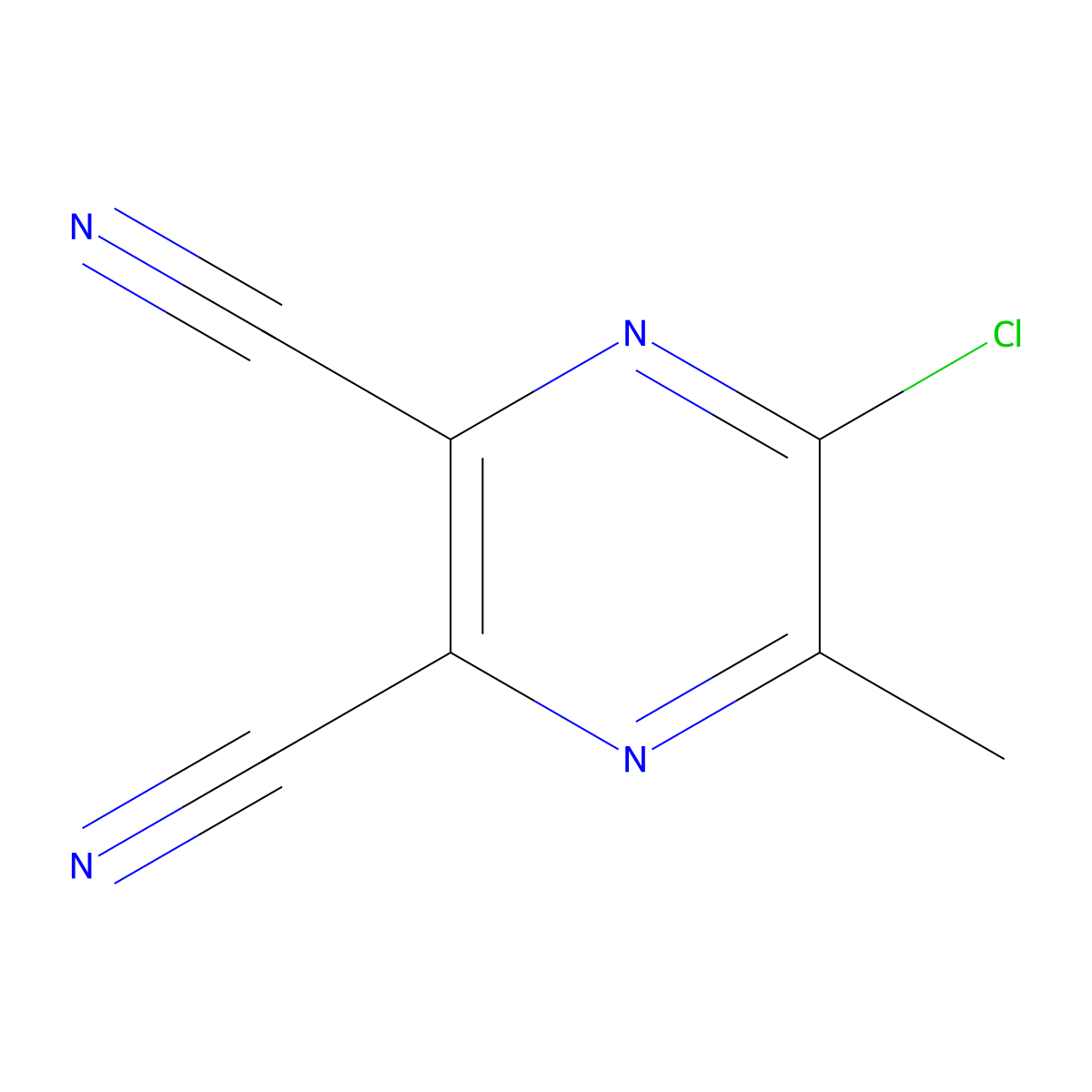 5-Chloro-6-methylpyrazine-2,3-dicarbonitrile molecular structure, CAS 72126-54-6