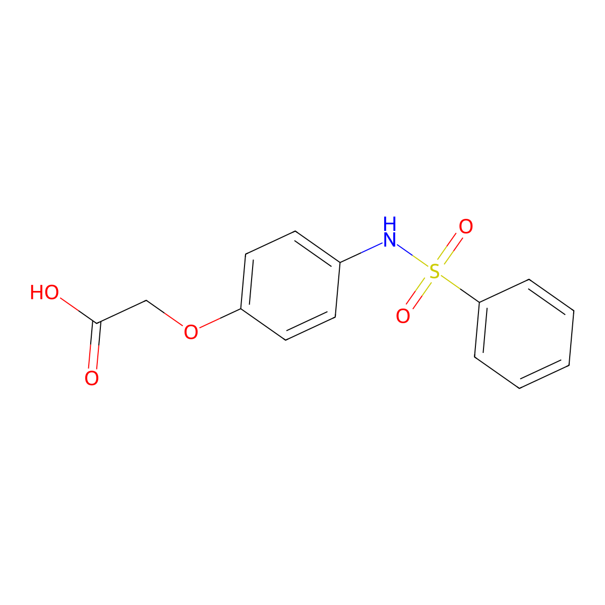 {4-[(Phenylsulfonyl)amino]phenoxy}acetic acid molecular structure, CAS 72131-56-7