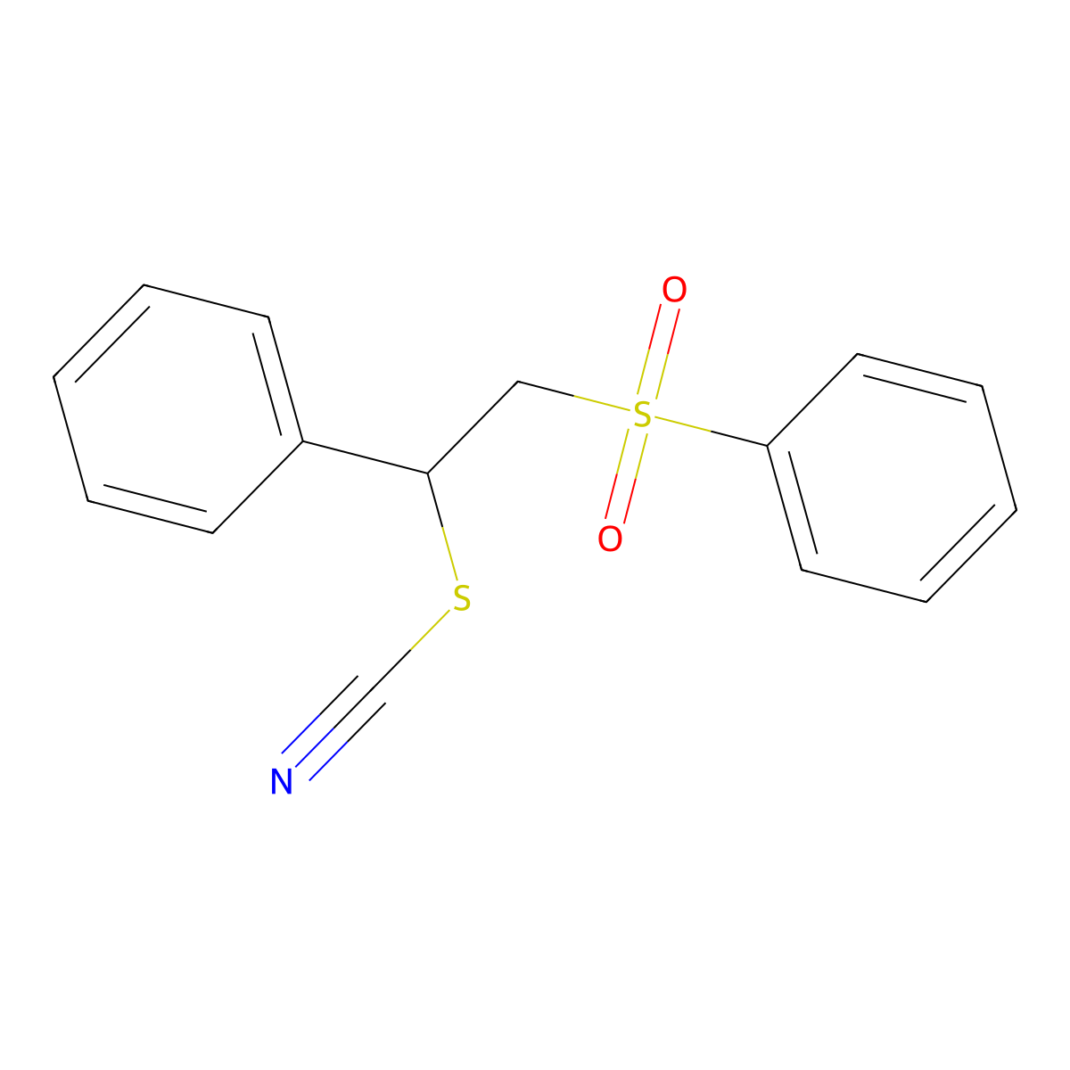 1-Phenyl-2-(phenylsulfonyl)ethyl thiocyanate molecular structure, CAS 72132-66-2