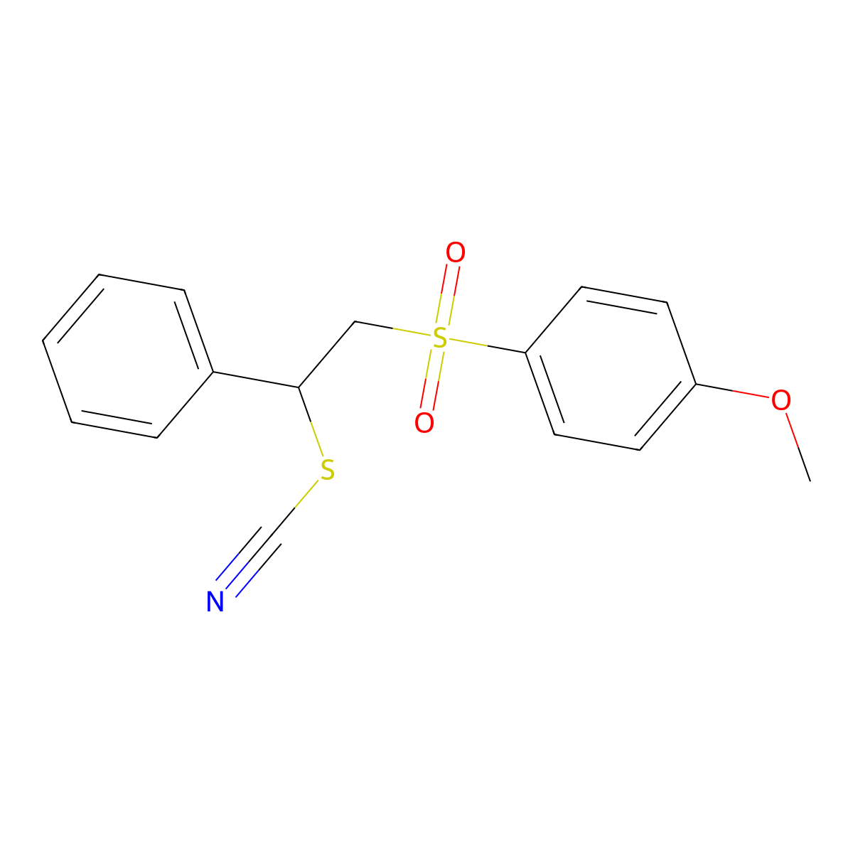 [2-(4-Methoxyphenyl)sulfonyl-1-phenylethyl] thiocyanate molecular structure, CAS 72132-67-3