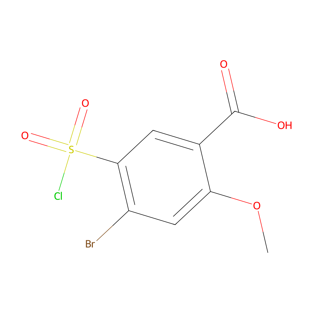 4-Bromo-5-(chlorosulfonyl)-2-methoxybenzoic acid molecular structure, CAS 72135-35-4