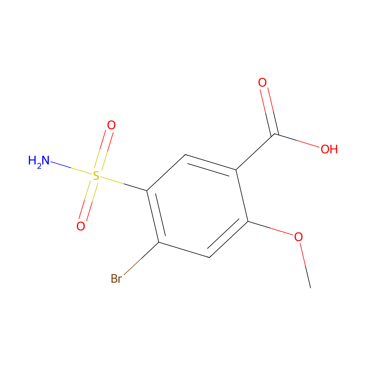 4-Bromo-2-methoxy-5-sulfamoylbenzoic acid molecular structure, CAS 72135-37-6